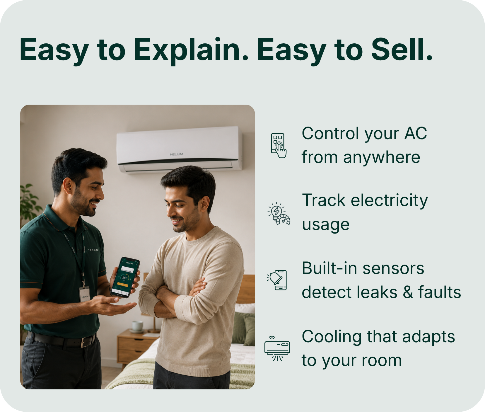 A Helium dealer showing the app to a customer at home
