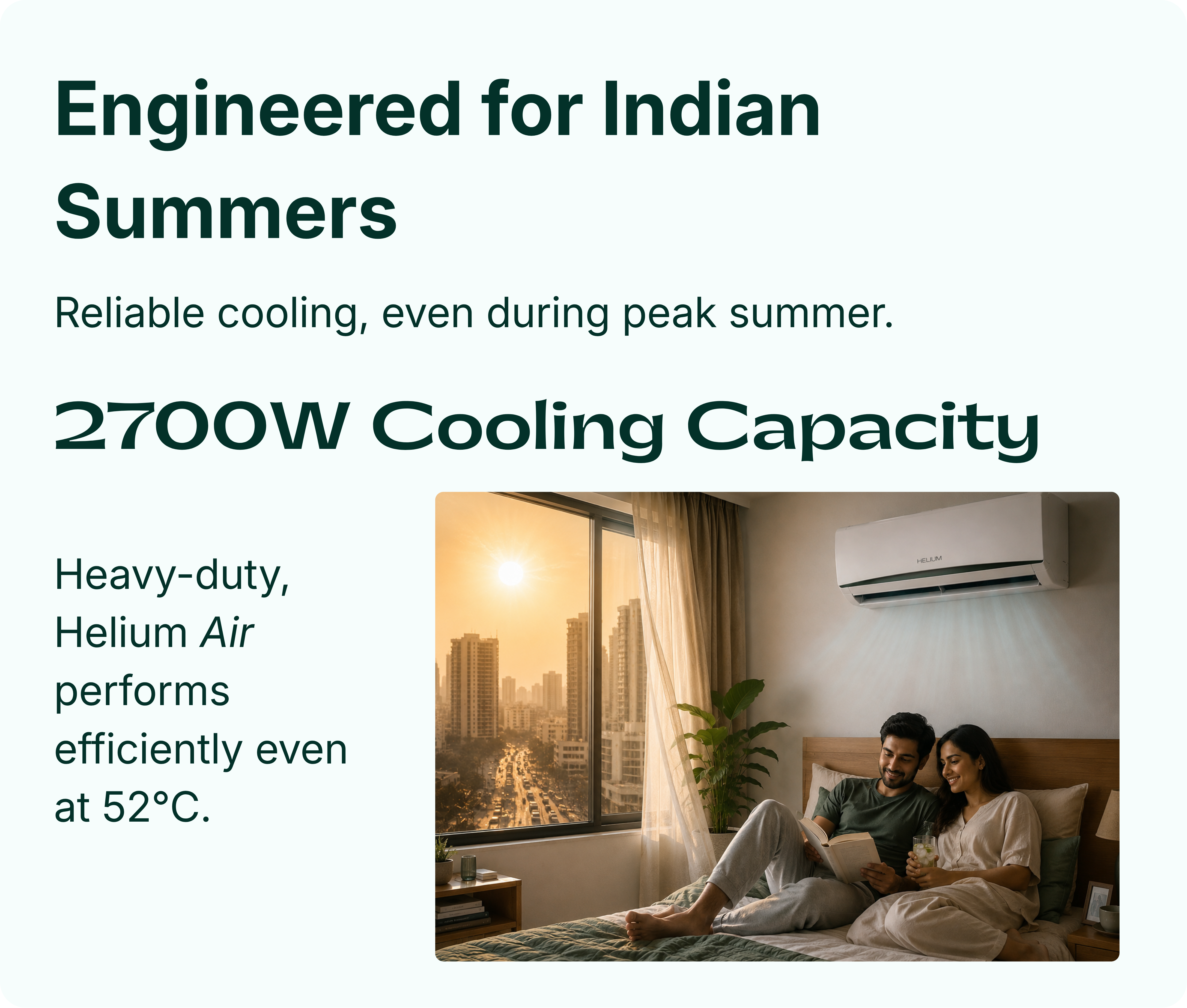 Helium Air indoor and outdoor unit side by side