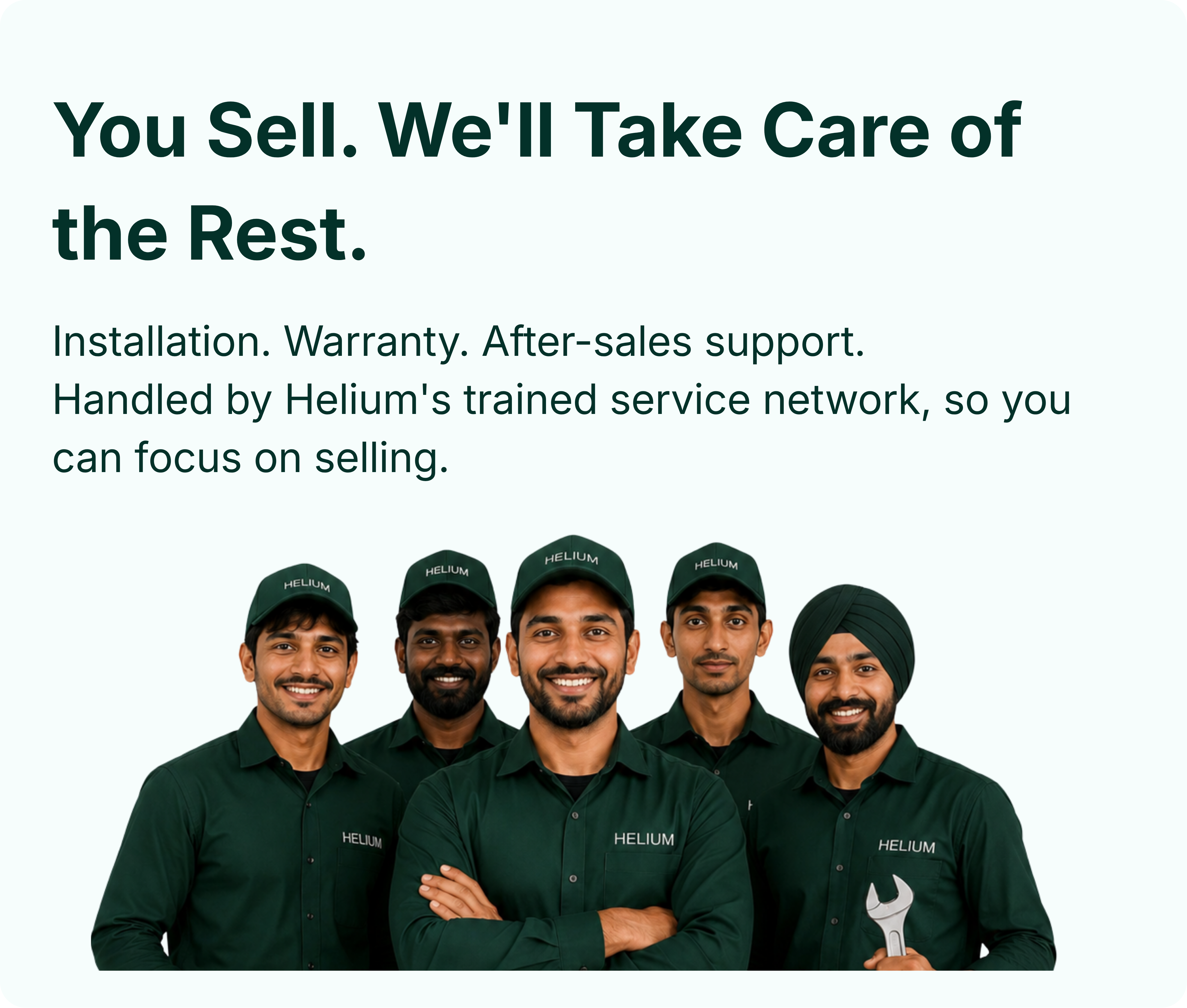 Five Helium service technicians in uniform